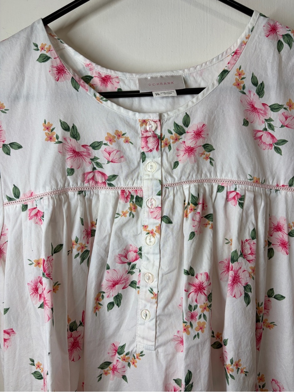 Vintage Schrank Cotton White Floral Cottagecore Midi Length Night Dress Size 10 - Picture 3 of 9